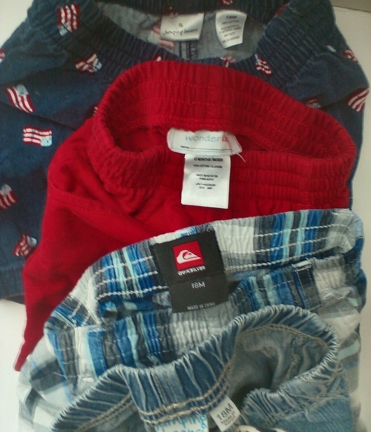 Lot of 4 Boys Shorts 18 Months Jumping Beans Quiksilver Wonder Kids