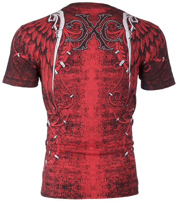 Xtreme Couture Affliction Men's T-Shirt AFTERSHOCK Skull Red Tattoo Biker M-3XL