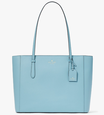 Kate Spade Schuyler Smoky Blue Saffiano Tote Purse Bag Charm NWT