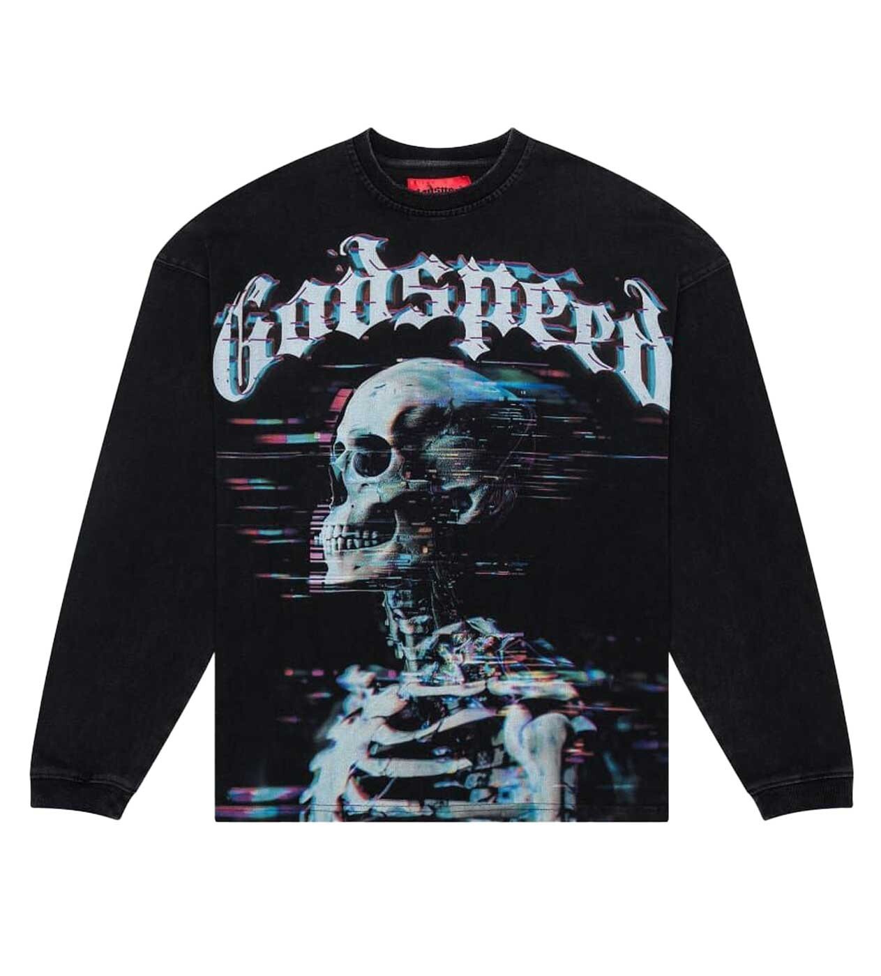 Godspeed スカルデザイン Tシャツ Godspeed Skull Graphic T-Shirt, Cream Color, Short Sleeve