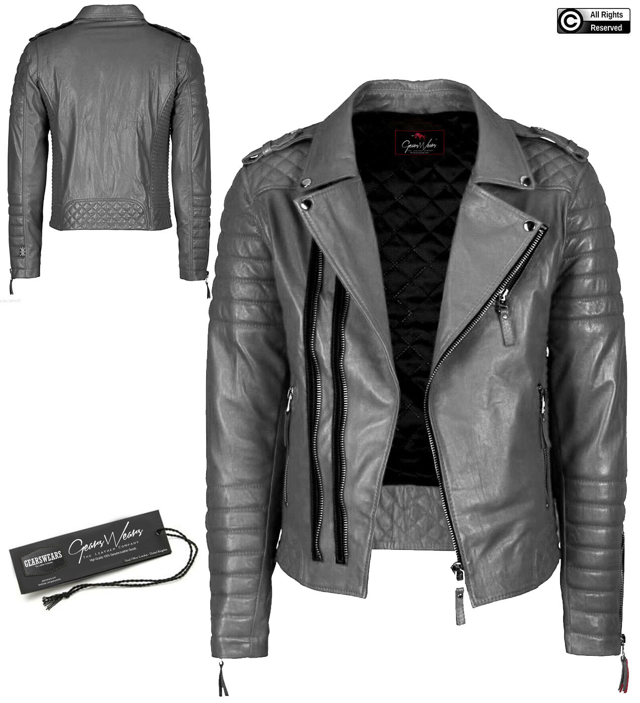 Men and Women Unisex Grey Leather Jacket Cafe Racer Biker Men and Women Unisex Grey Leather Jacket Cafe Racer Biker