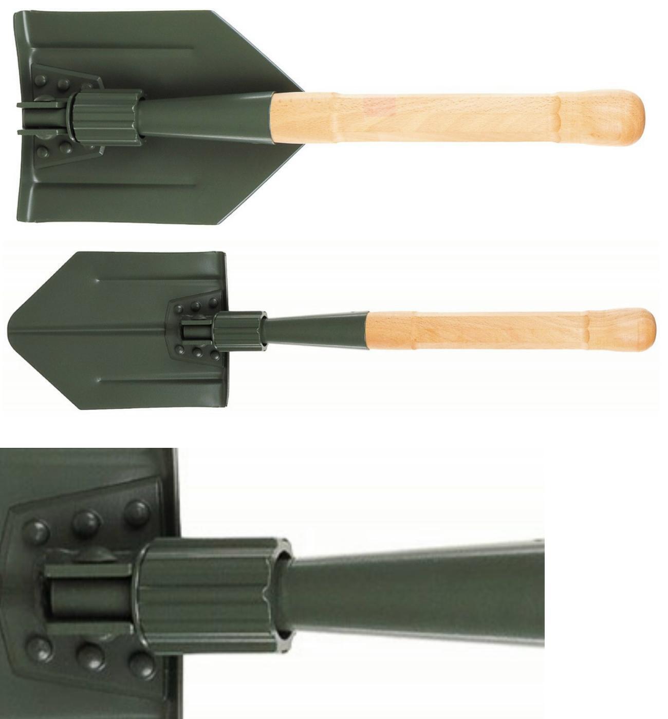 Schweiz. Klappspaten, 2-teilig extra stabiles Blatt Spaten Holzstiel Feldspaten