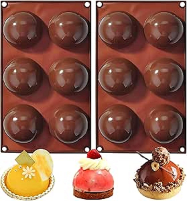 Silicone Mold for Chocolate Semi Sphere, 6-Cavity Half round Ball Shape Baking M
