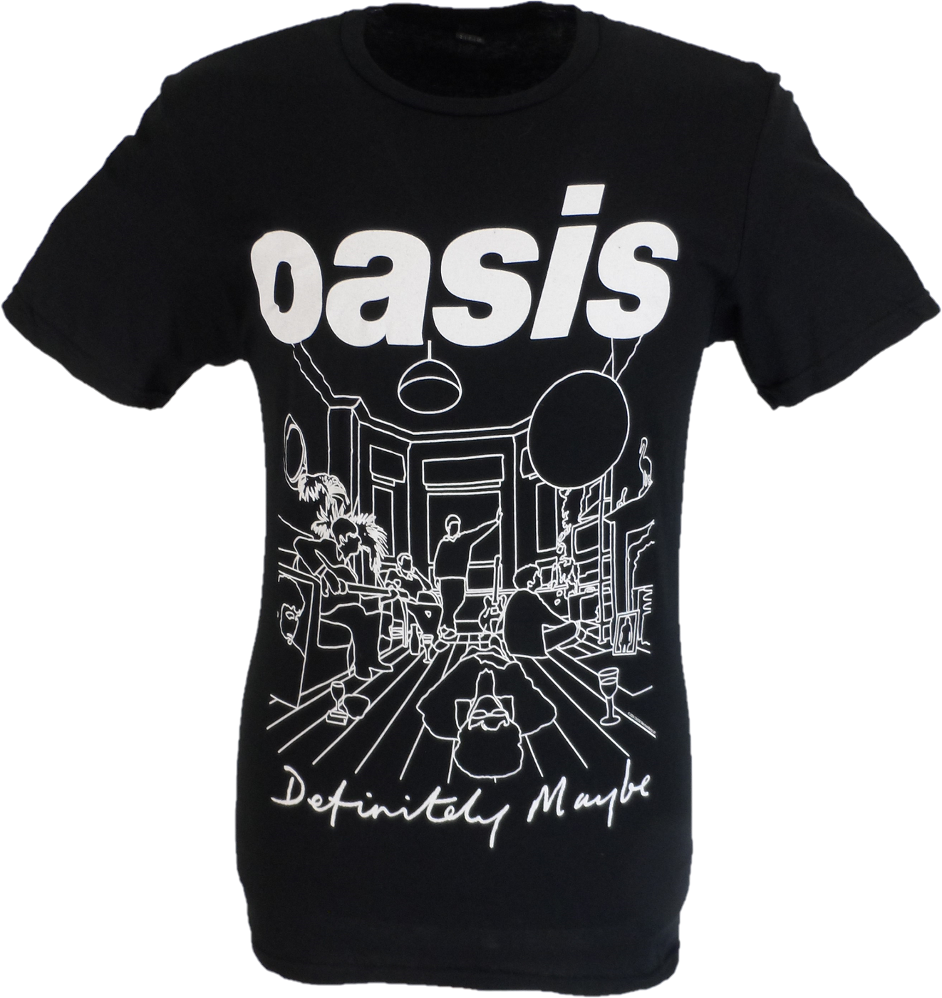 Mens Official Licensed Oasis Black Outline Definitely Maybe