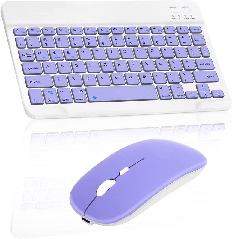Rechargeable Bluetooth Keyboard and Mouse Combo Ultra Slim Full-Size Keyboard an