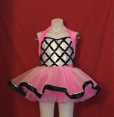 Pink and Black Dance Costume 2 Piece Set Pink Tutu Large Child Average 12 - 14