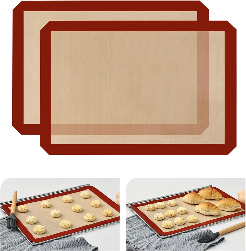 2-Pack Silicone Baking Mat, 16.5"x11.6" Reusable Silicone Baking Sheets for Oven