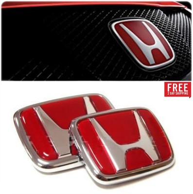 Car Truck Parts Red Honda Emblem Jdm Style Type R Civic Acura Integra Rsx Accord Badge Logo Set Automotive