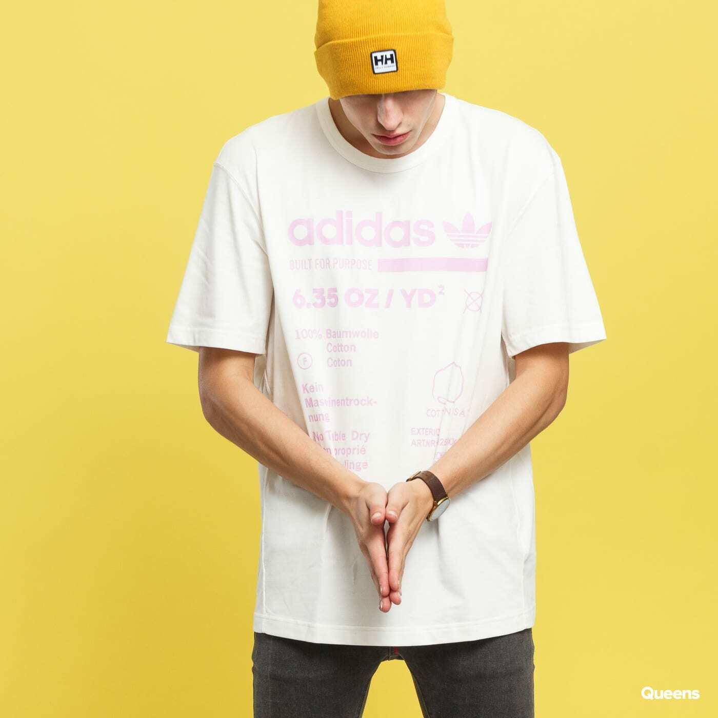 НОВАЯ МАЛЕНЬКАЯ хлопковая футболка ADIDAS Originals Cloud White с принтом сиреневого цвета KAVAL GRIP