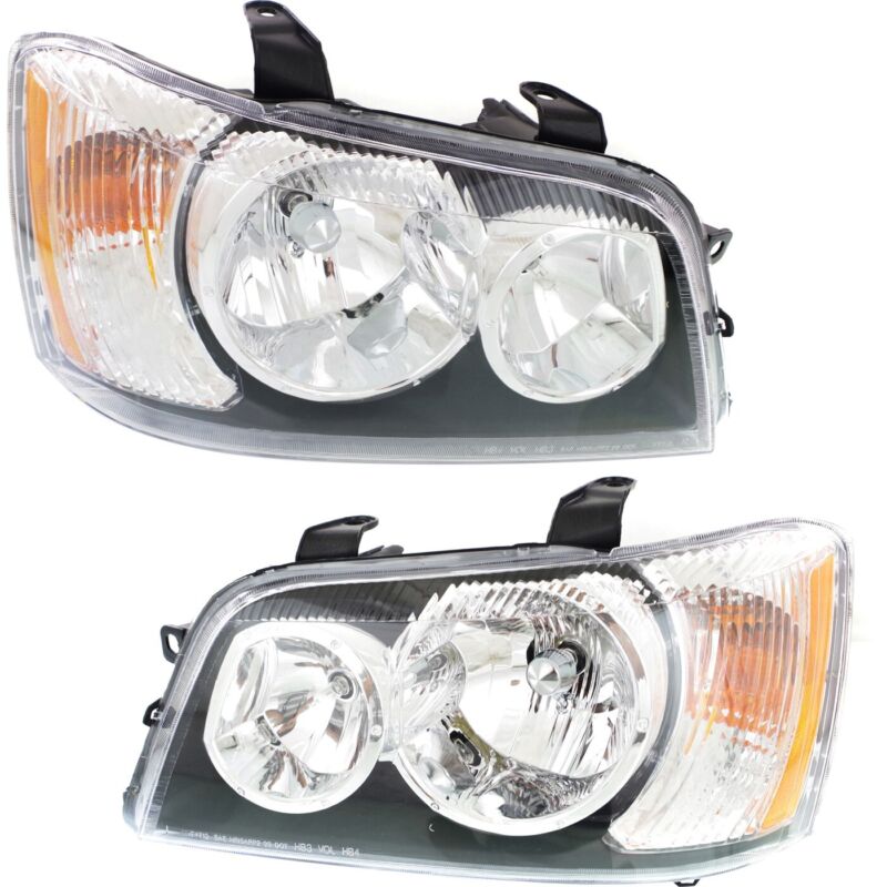 Headlights Headlamps Left & Right Pair Set New For 01-03 Toyota Highlander