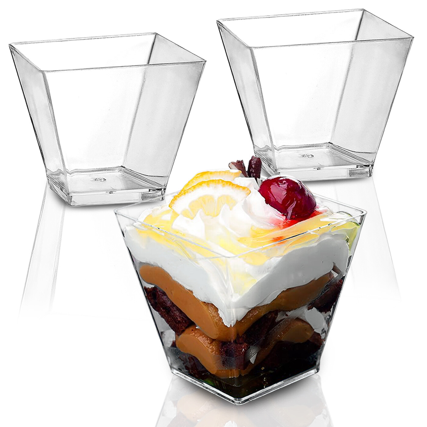 2oz Disposable Clear Plastic Square Mini Verrine Sample Dessert Cube Cups 288pcs eBay