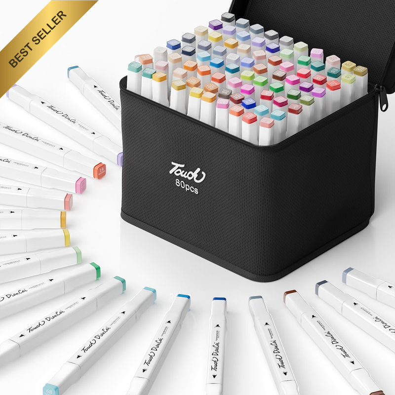 80 Color Alcohol Art Markers Dual Tip Chisel Fine Point Sketching Drawing