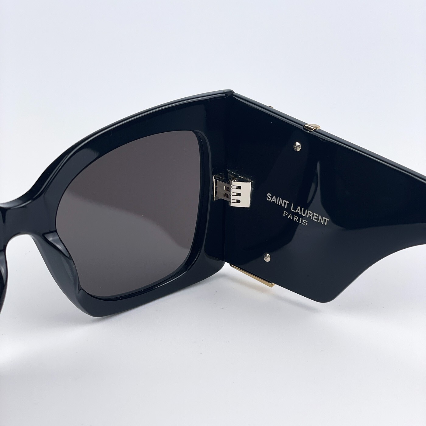Pre-owned Saint Laurent Slm119 Blaze 001 Black Grey Oversized Cat Eye Women Sunglasses In Gray