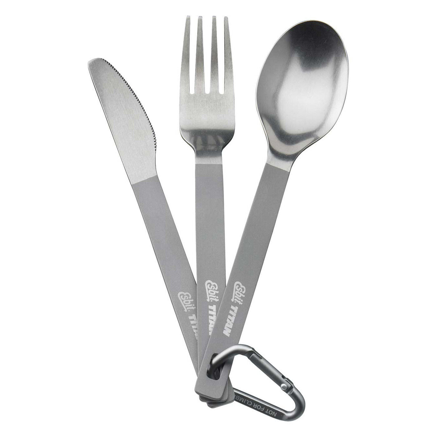 ESBIT Titan Besteck-Set, 3 teilig, Essbesteck  inkl. Karabiner und Nylontasche