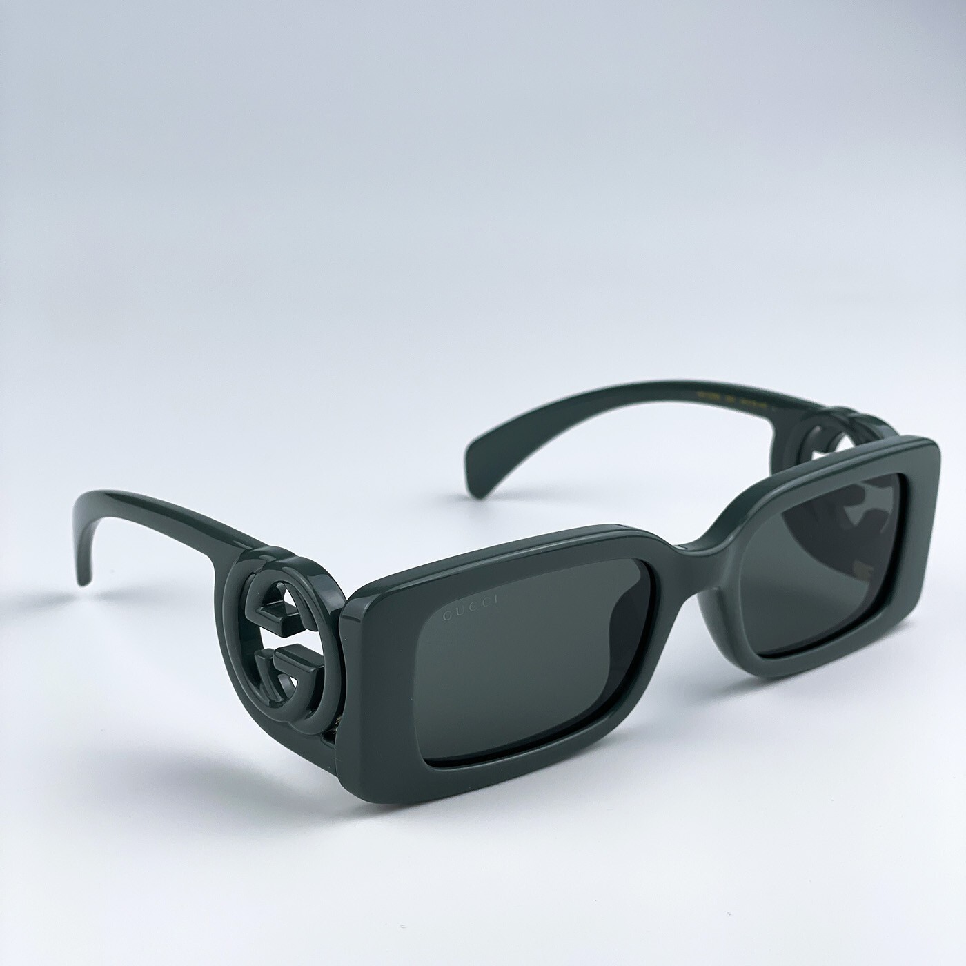 Pre-owned Gucci Gg1325s 003 Grey Smoke Grey Rectangle Women Sunglasses 54mm In Gray