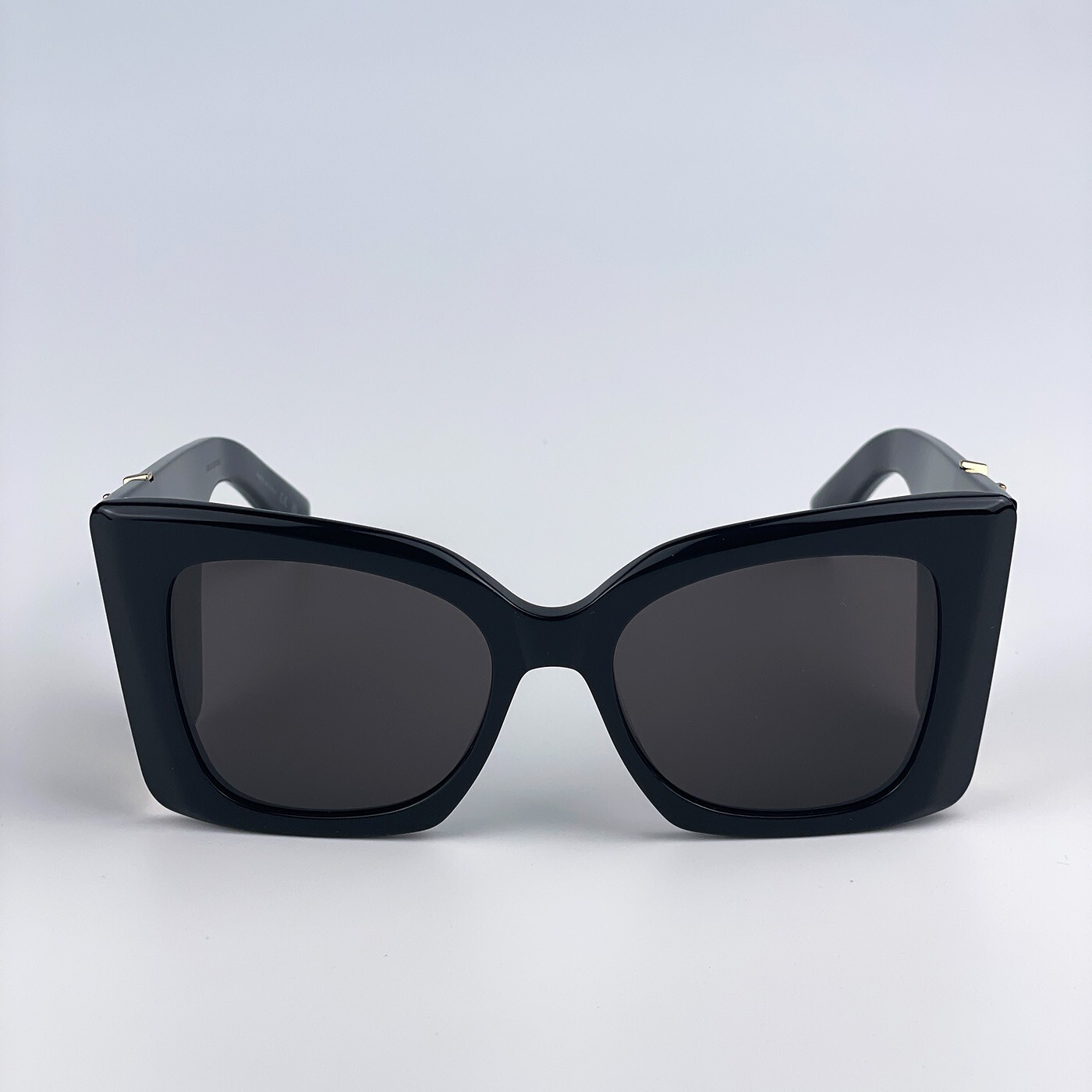 Pre-owned Saint Laurent Slm119 Blaze 001 Black Grey Oversized Cat Eye Women Sunglasses In Gray