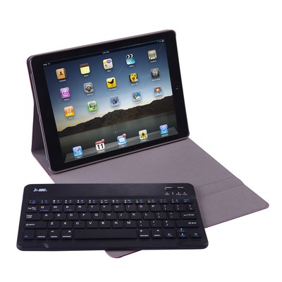 IPad Air Black Executive Leather Folio Case Stand with Bluetooth Keyboard HDE