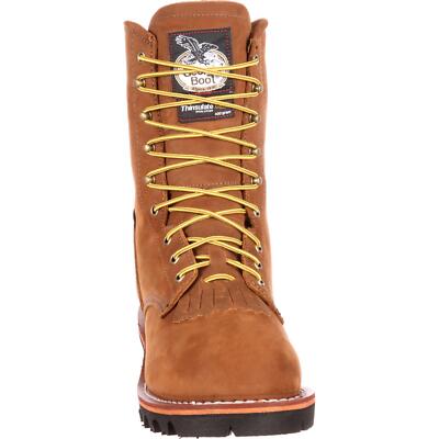 Pre-owned Georgia Boot Steel Toe Gore-tex® Waterproof 400g Insulated Logger Boot In Worn Saddle
