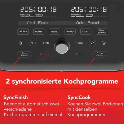 INSTANT POT Vortex Plus Dual Airfryer Heißluftfritteuse 7,6L ClearCook Edelstahl - Bild 7 von 9