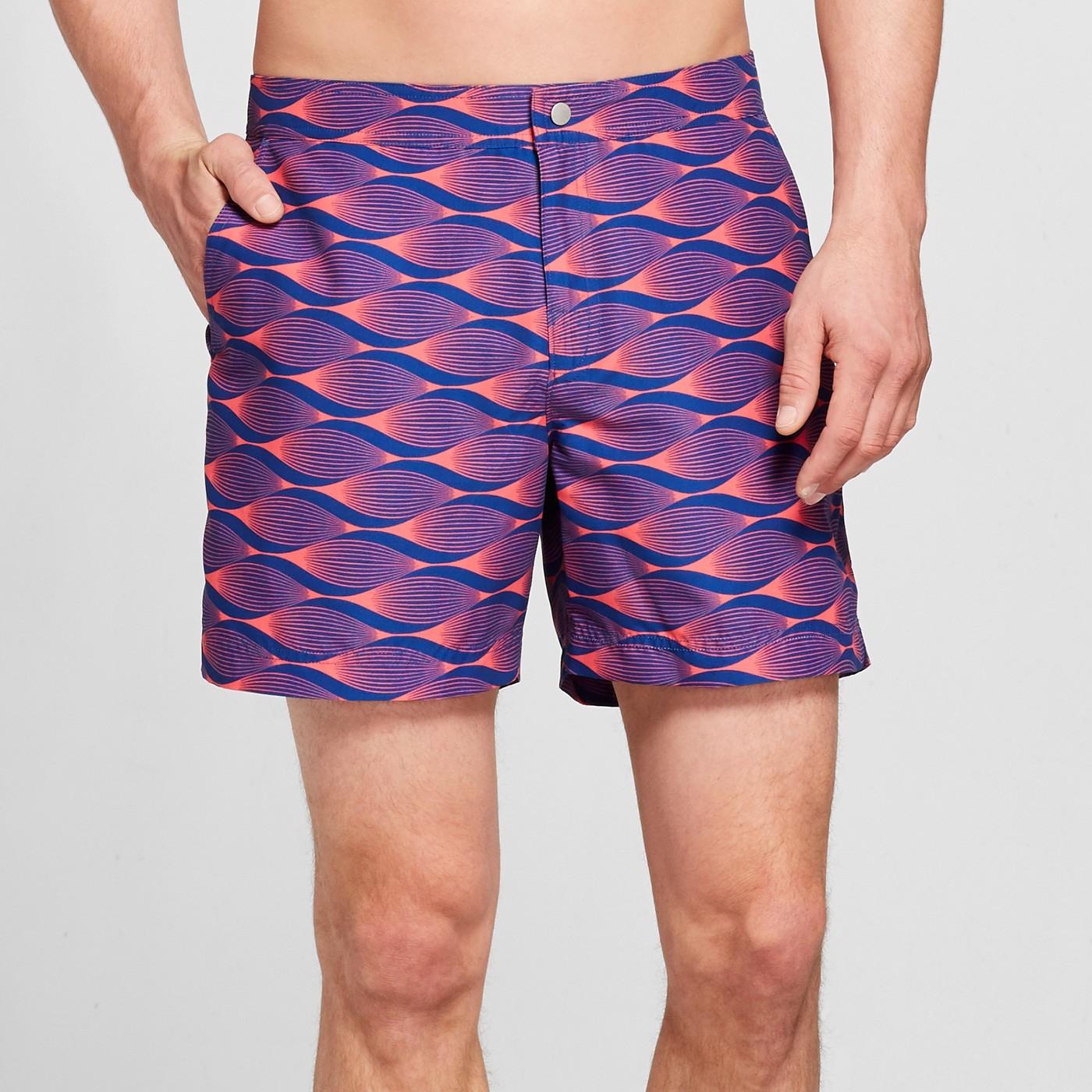 NWT Men's 6" Pinstripe Snap Swim Trunks Goodfellow & Co Navy