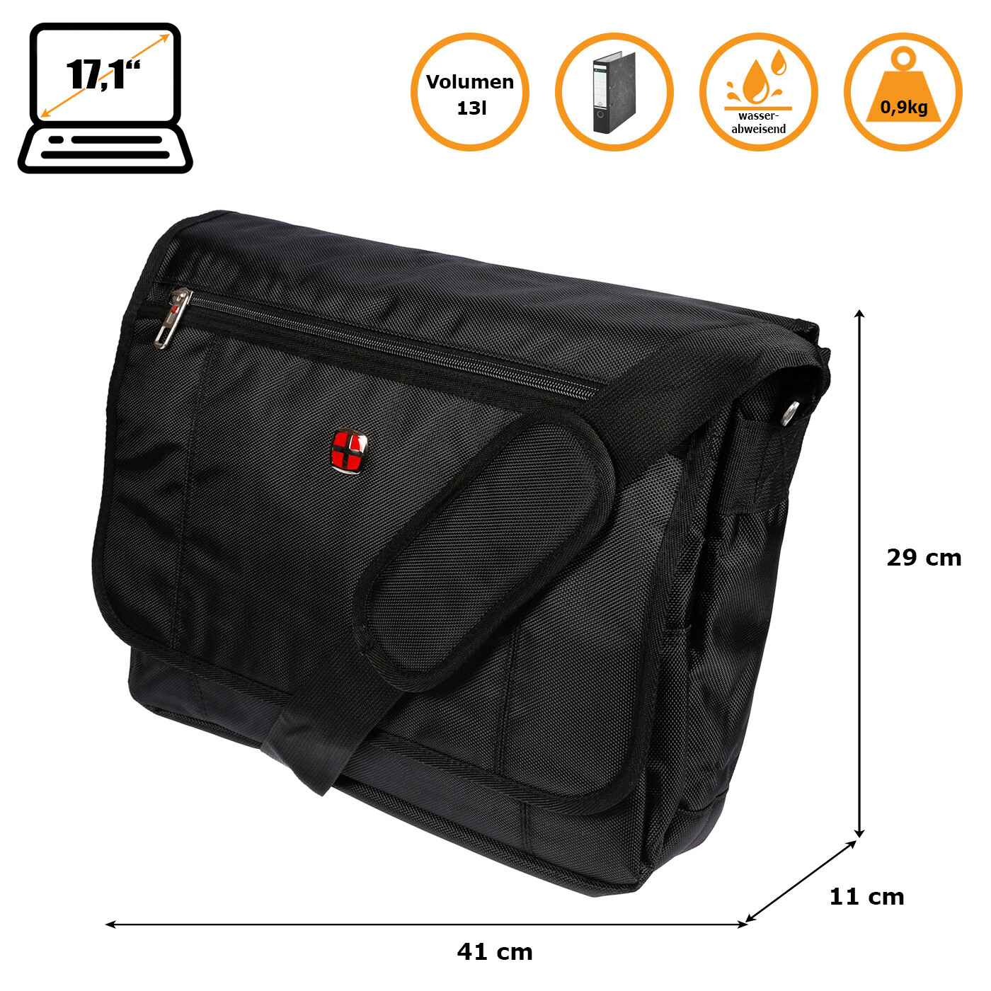 Business Laptop Tasche Umhängetasche Messenger Bag Schwarz Herren Damen Notebook