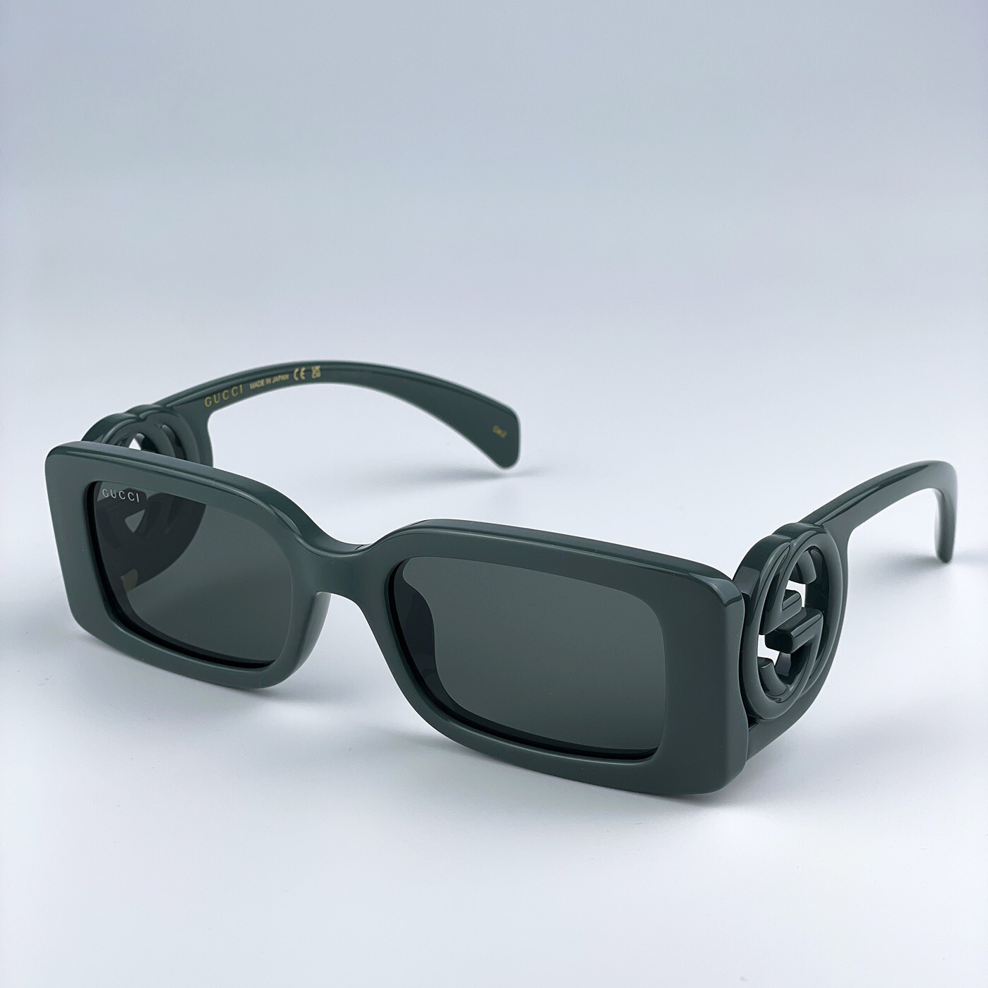 Pre-owned Gucci Gg1325s 003 Grey Smoke Grey Rectangle Women Sunglasses 54mm In Gray