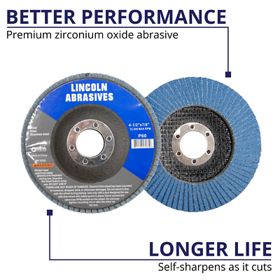 20 Pack Flap Discs 60 Grit 4.5" x 7/8" Sanding Wheels