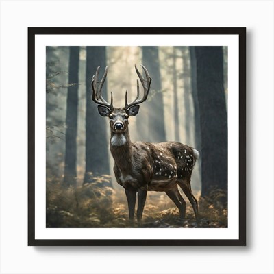 Deer In The Forest 192 Art Prin Framed Wall Art Poster Canvas  [A3 POSTER ONLY]