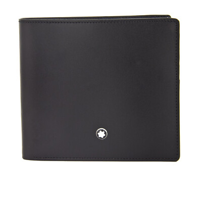 Pre-owned Montblanc Men Wallet  Meisterstück 7163 Slim Bifold In Black Leather For Card Id