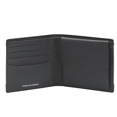 Pre-owned Porsche Design Men Wallet Carbon Fiber  Black Card And Coin Slim Compact Bifold
