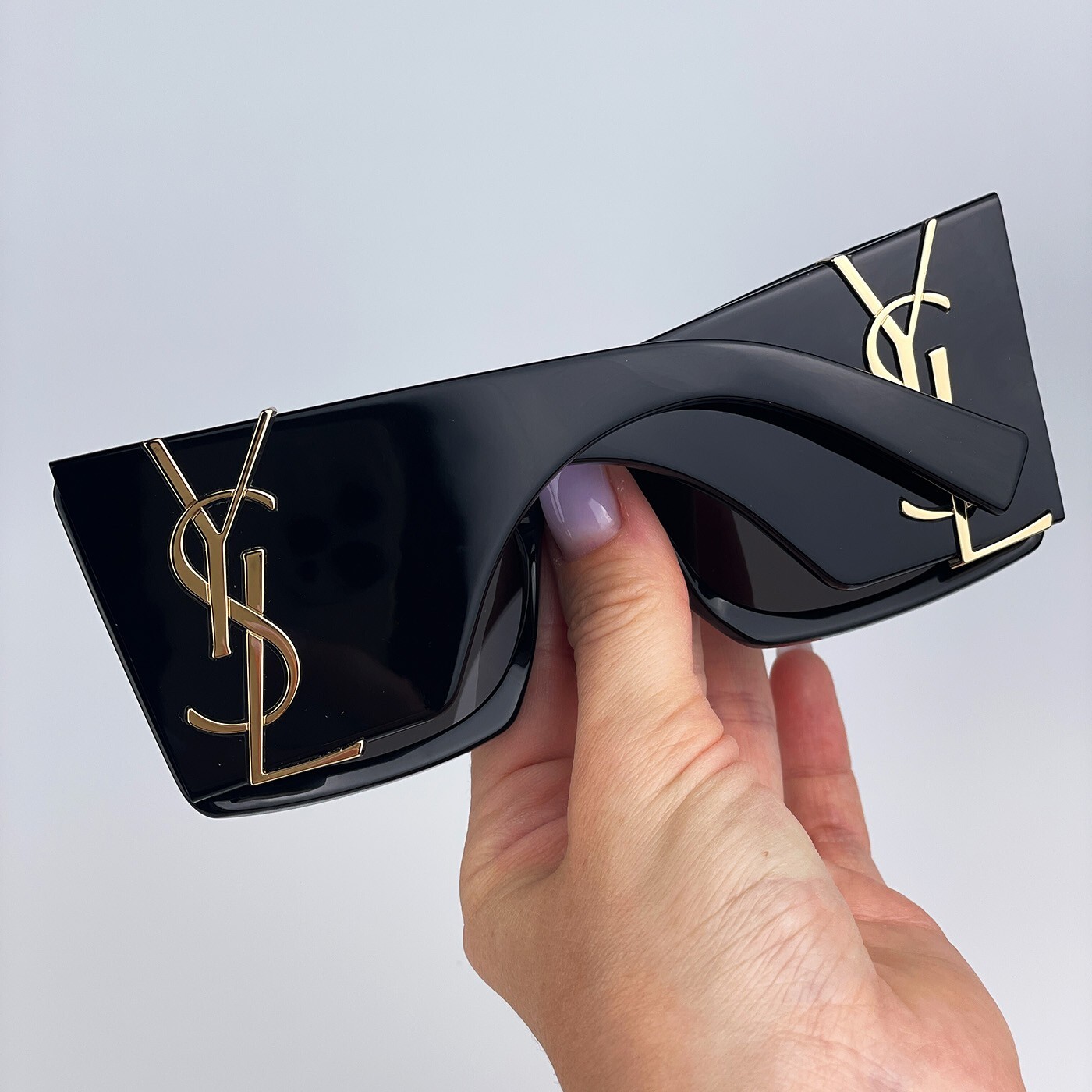 Pre-owned Saint Laurent Slm119 Blaze 001 Black Grey Oversized Cat Eye Women Sunglasses In Gray