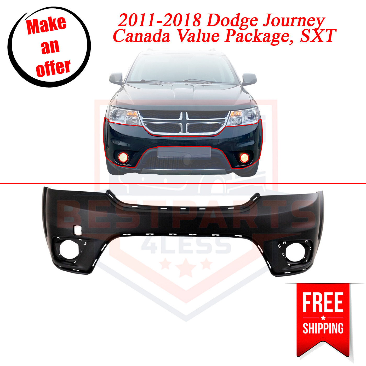 Front Bumper Cover 5YB55TZZAB CH1000A06C CAPA for 2011-2018