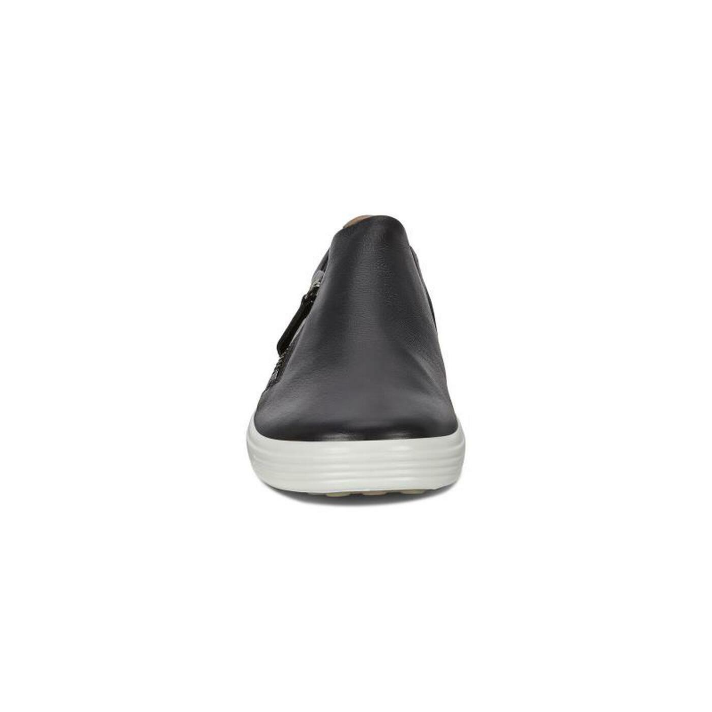 ecco black leather slip on sneakers