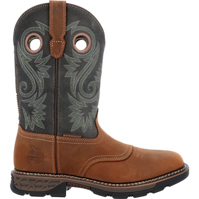 Pre-owned Georgia Boot Carbo-tec Flx Waterproof Pull-on Work Boot In Brown