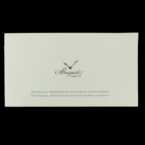 AUTHENTIC BREGUET BOUTIQUES, DISTRIBUTORS AND INFORMATION CENTERS BOOKLET