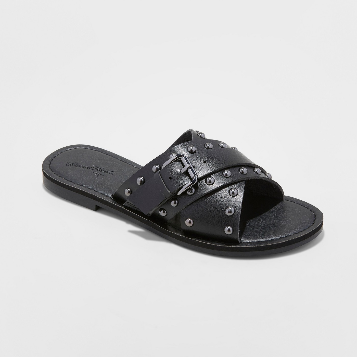 SCHOLL ● Cross Strap Stud Sandals - Black Black TUKskin™ Cross Strap Studded Sandal