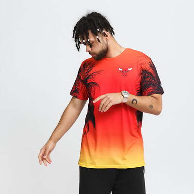 

New Era NBA Chicago Bulls Summer City Print SS Баскетбольная футболка мужская красная футболка, Красный, New Era NBA Chicago Bulls Summer City Print SS Basketball T-Shirt