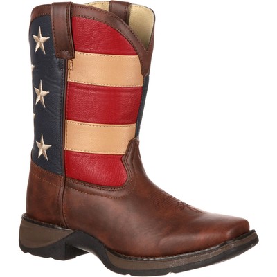 

Ботинки LIL DURANGO для детей в стиле вестерн с патриотическим флагом, Brown and union flag, BT245