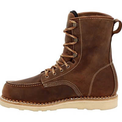 Pre-owned Georgia Boot Wedge Waterproof Work Boot In Brown