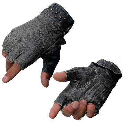 Milwaukee Leather MG7761 Women's Grey Leather Gel Palm Fingerless Motorcycle