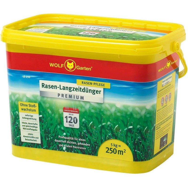 Wolf Garten Rasen Langzeitdünger Premium LE 250 Dünger gegen Moos