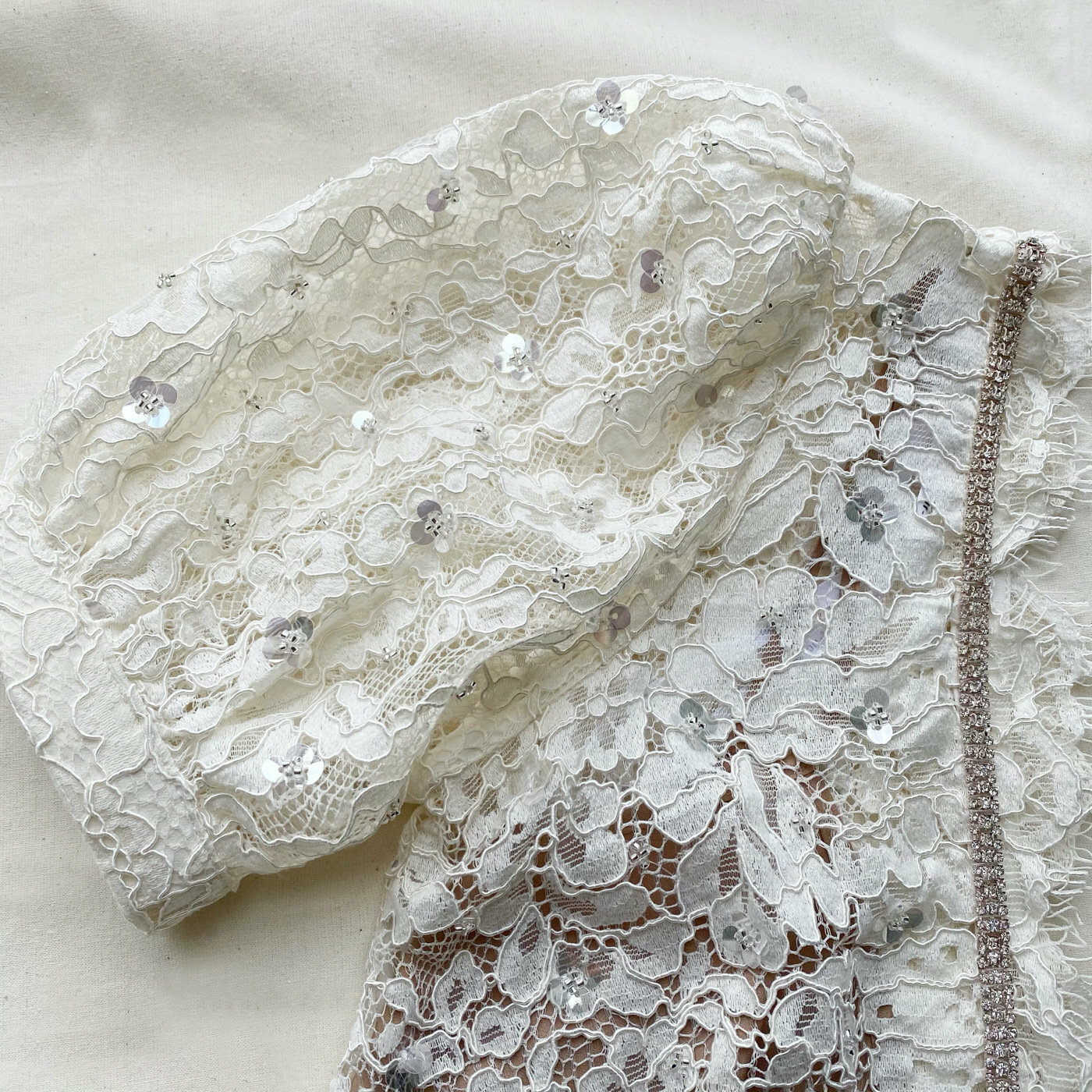 Pre-owned Self-portrait Self Portrait Cream Embellished Tiered Dress In Ivory