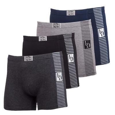 ULTRA Mens Cotton Boxer Briefs Sport Comfort Short Leg Underwear (4 Pack)