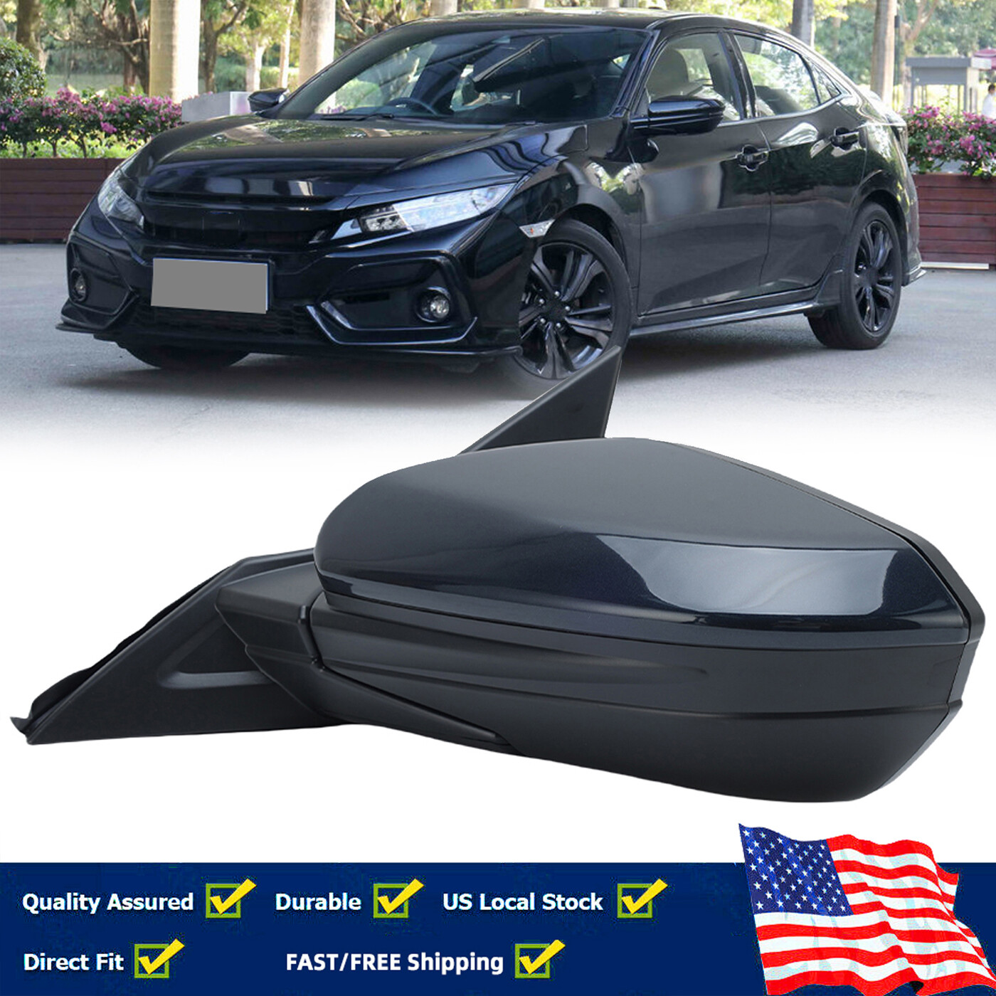 Для Honda Civic 2016-2020 2021 Зеркало заднего вида со стороны водителя Космический синий металлик B607M
