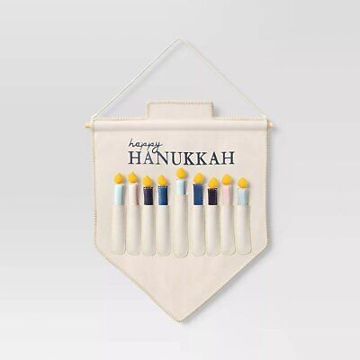 Happy Hanukkah Wall Hanging Menorah Cream - Threshold