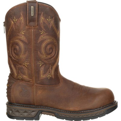 Pre-owned Georgia Boot Carbo-tec Lt Composite Toe Waterproof Work Wellington In Brown