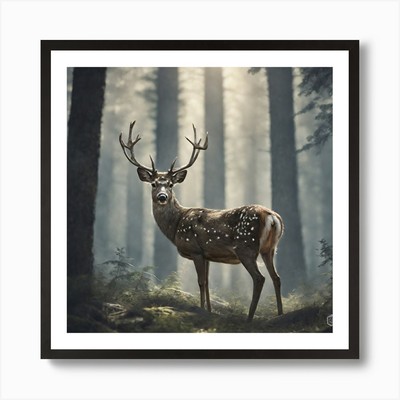 Deer In The Forest 240 Art Prin Framed Wall Art Poster Canvas  [A3 POSTER ONLY]