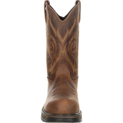 Pre-owned Georgia Boot Carbo-tec Lt Composite Toe Waterproof Work Wellington In Brown