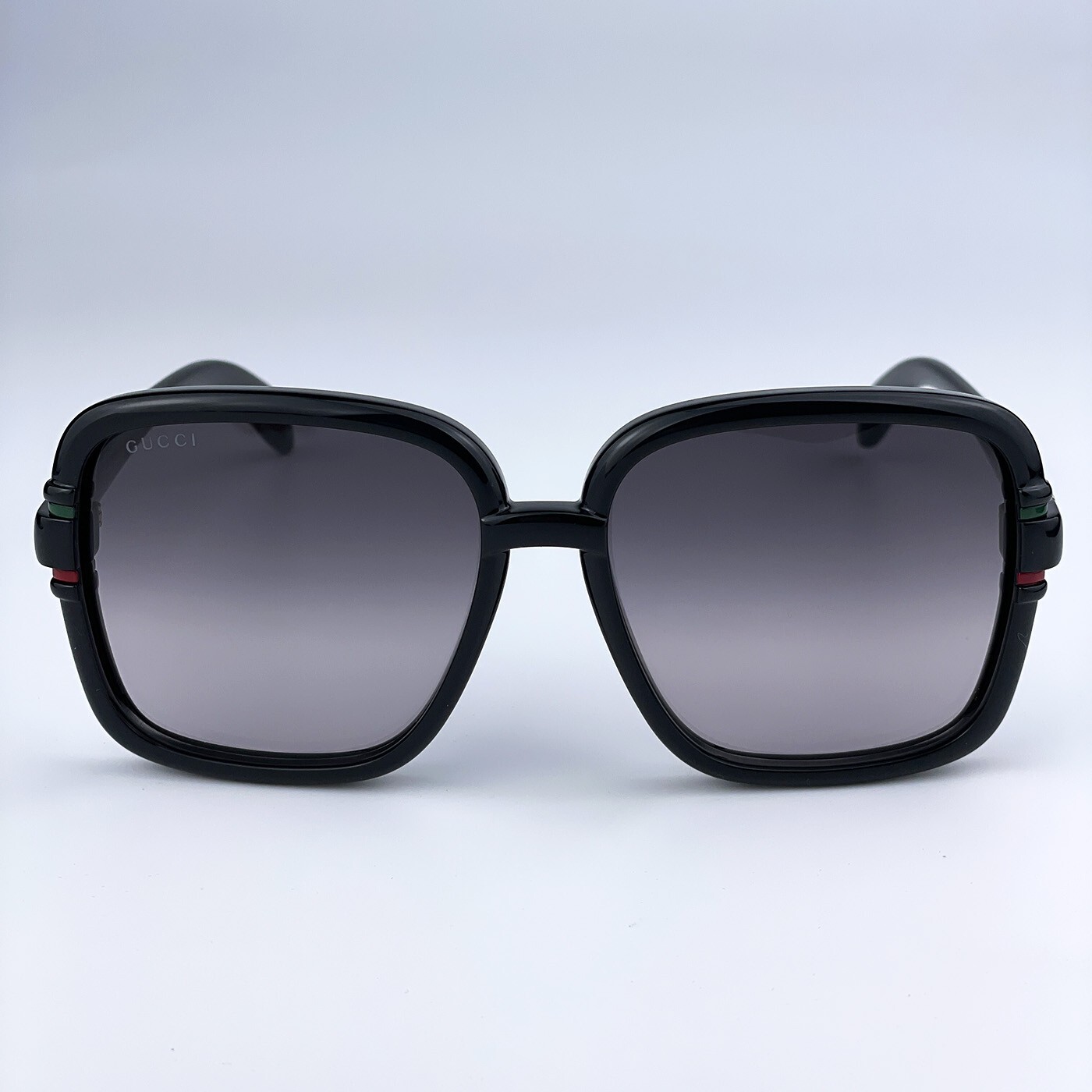 Pre-owned Gucci Gg1066s 001 Black Gray Gradient Butterfly Women Sunglasses
