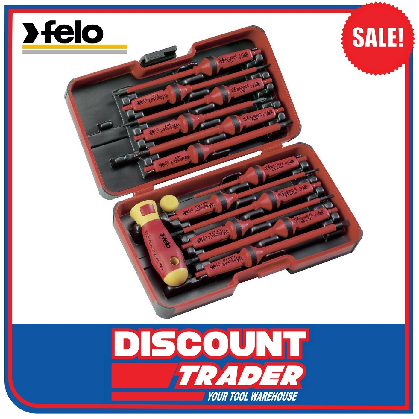 Felo 14 Piece Screwdriver Set VDE Insulated Interchangeable ESmart